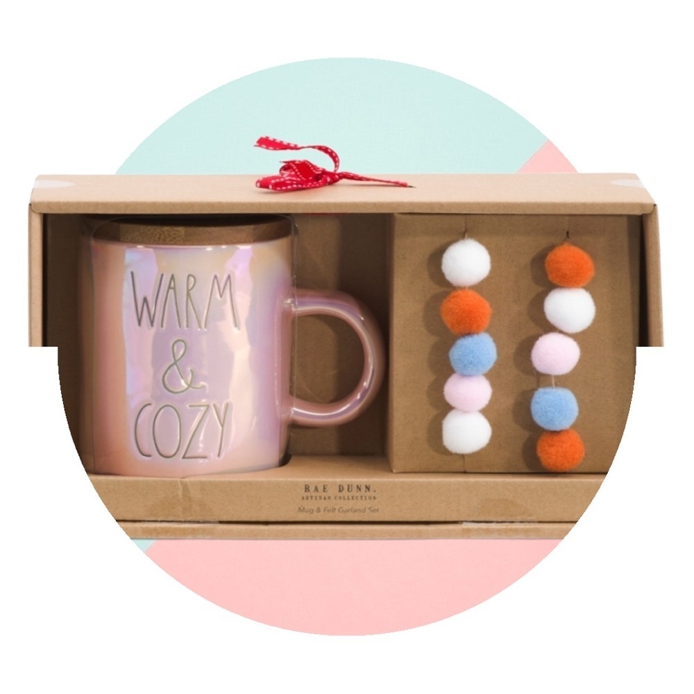 Rae Dunn Artisan x Magenta Collection Warm and Cozy Mug And Garland Gift Set